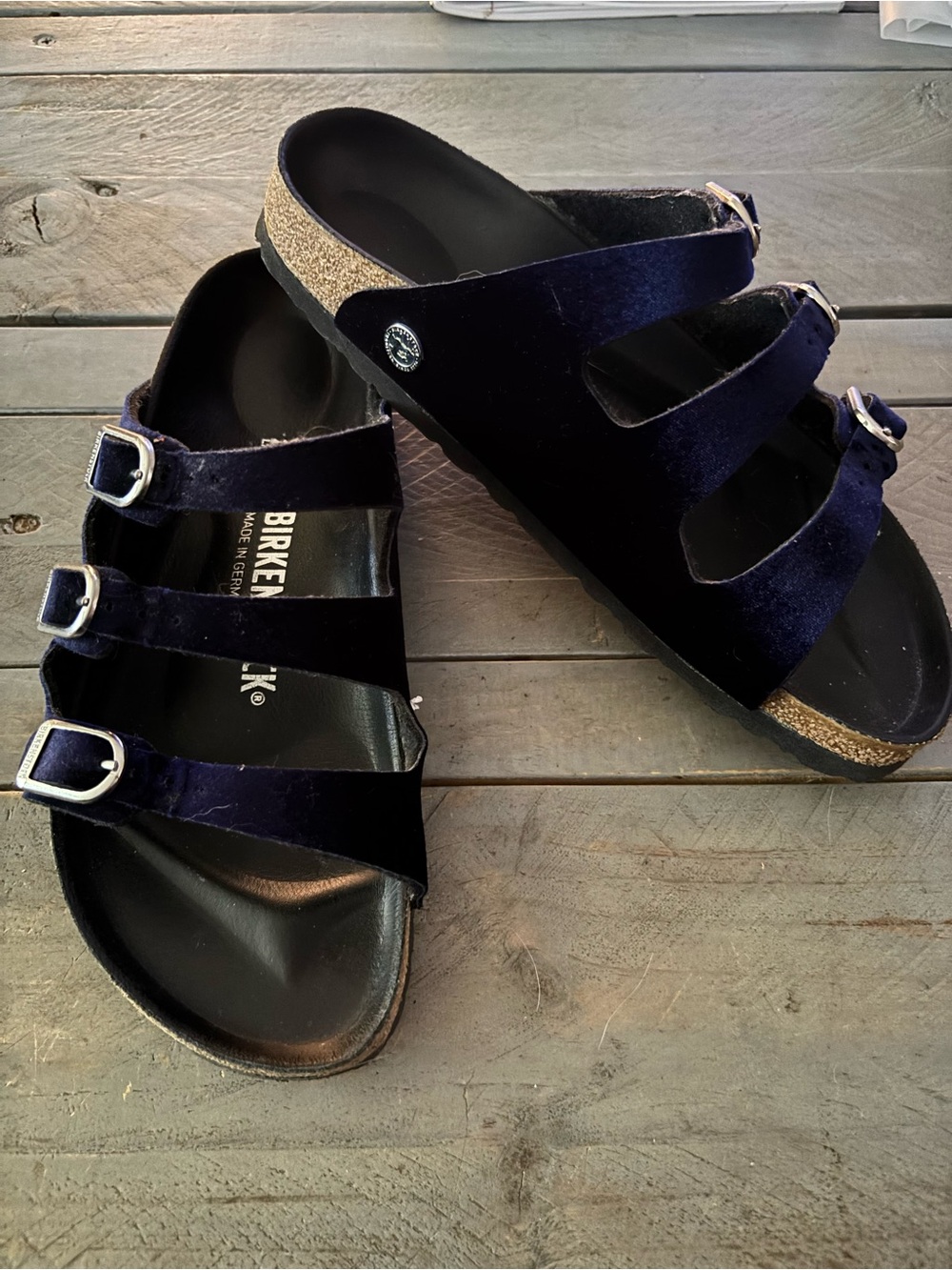 Birkenstock Florida Fresh Midnight Velvet Exquisite Sandals 38/7.5